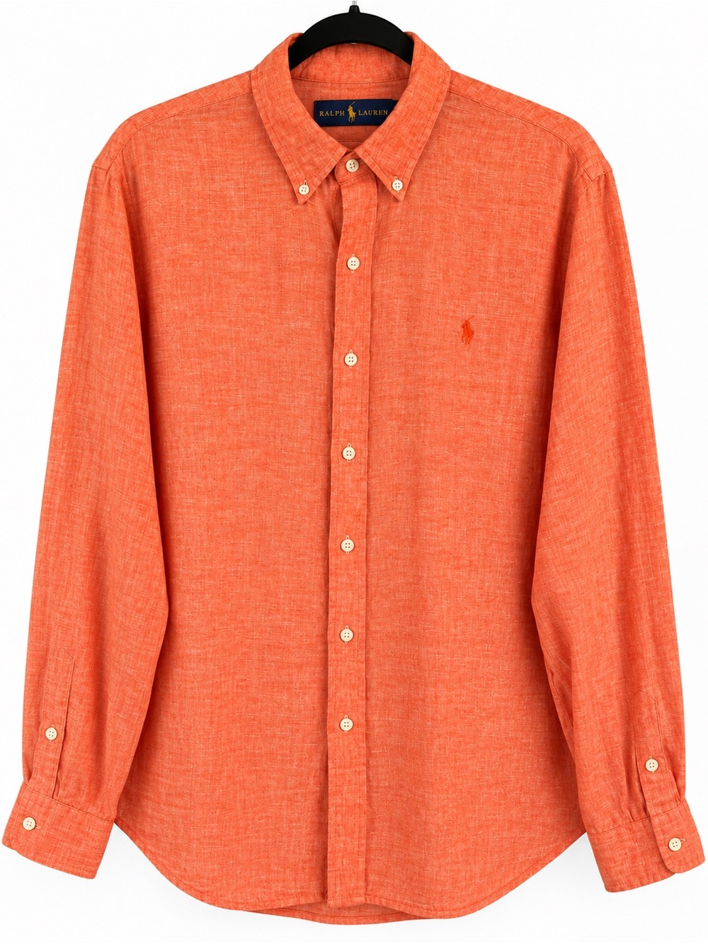 100% Linen Ralph Lauren Men’s XL Button Down Shirt Vol Orange